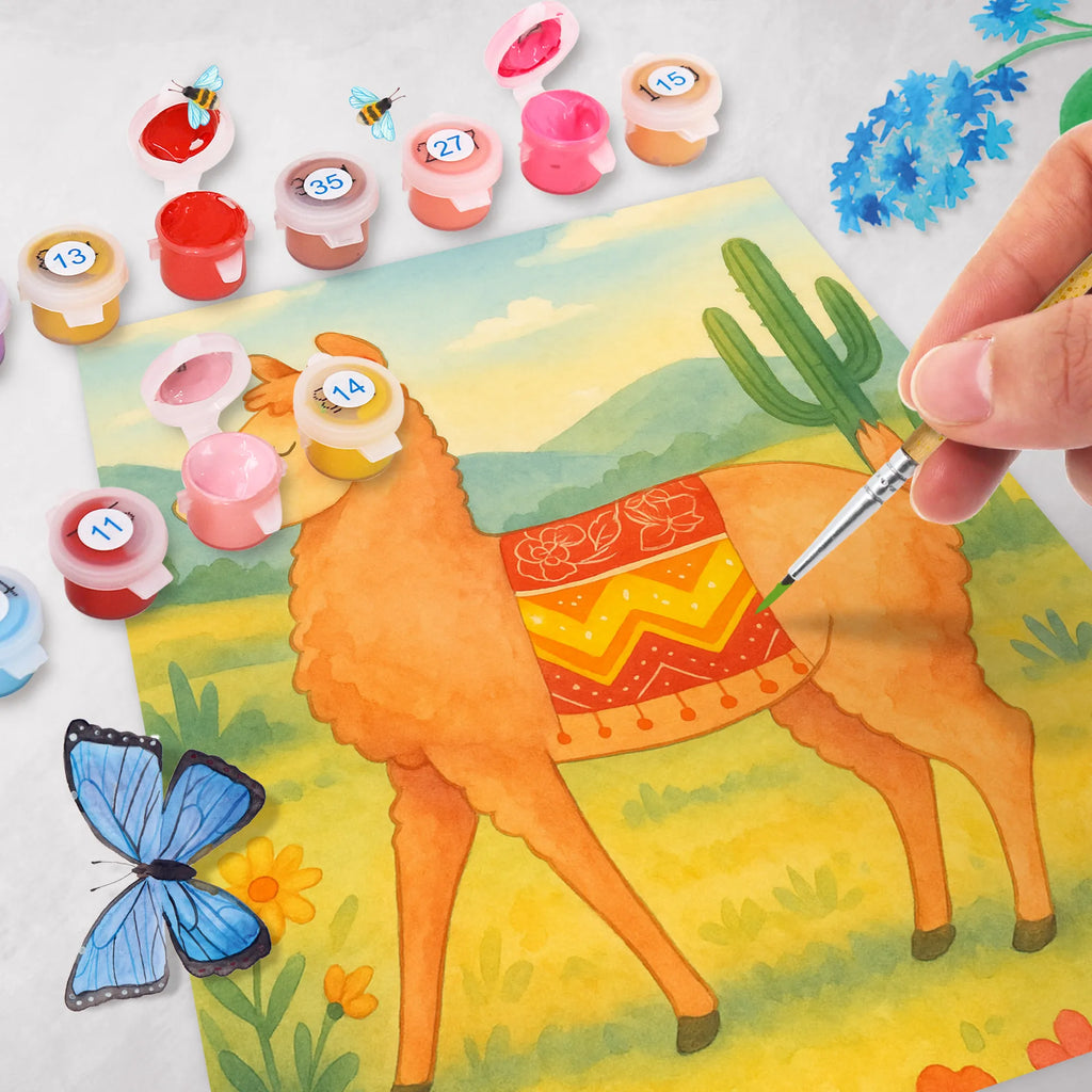 Paint by Numbers alpaca Proud Design Baseln, Kunstwerk, Bastelidee, Kreativität, Künstler, Malen, DIY, Ausmalbild, Malen nach Zahlen, Alpaka, Lama