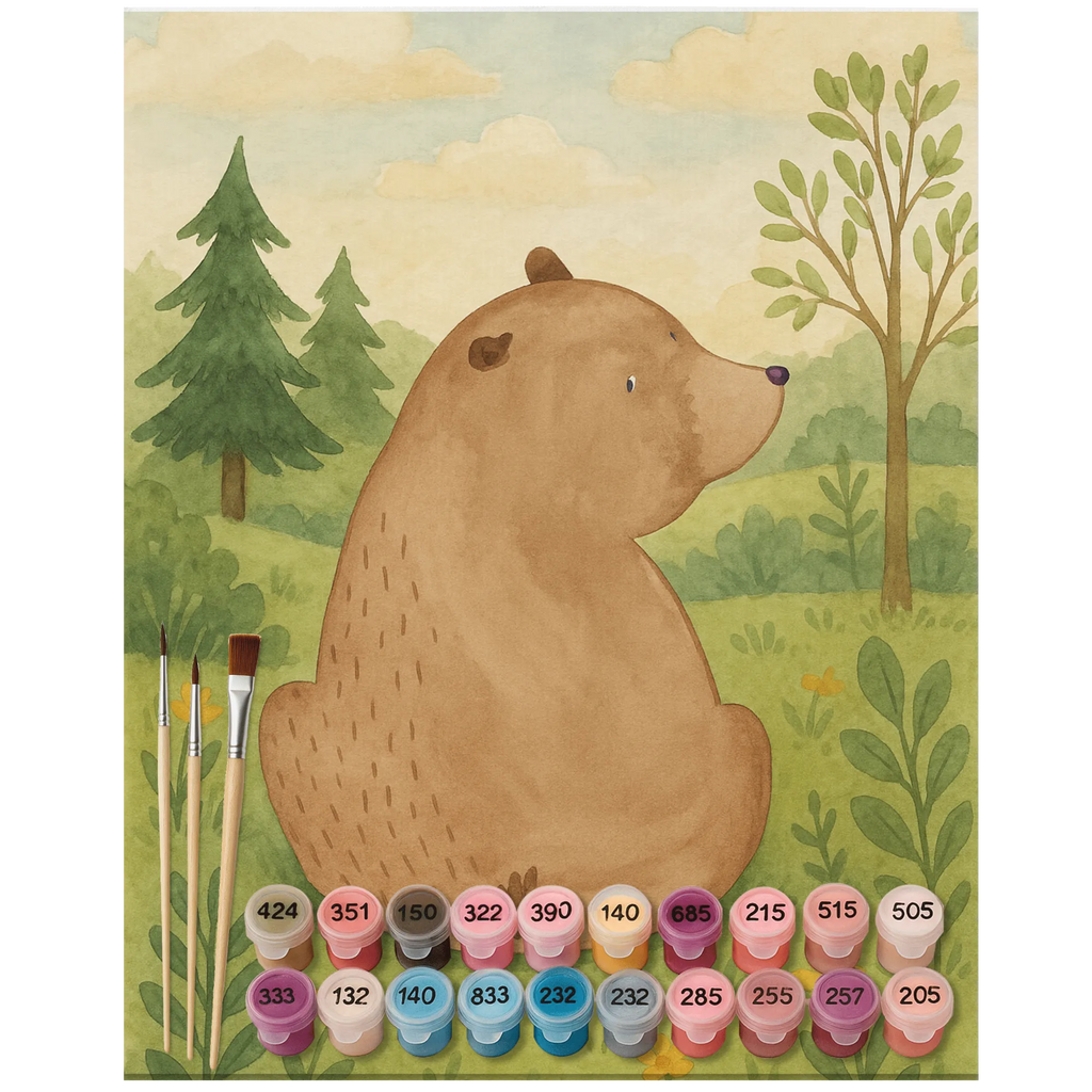 Malowanie według numerów niedźwiedź spojrzenie przez ramię Design Niedźwiedź, Miś, Pluszowy miś