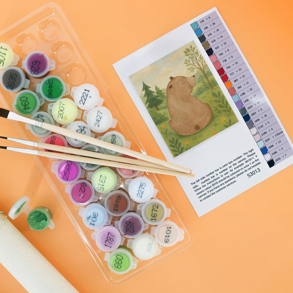 Malowanie według numerów niedźwiedź spojrzenie przez ramię Design Niedźwiedź, Miś, Pluszowy miś