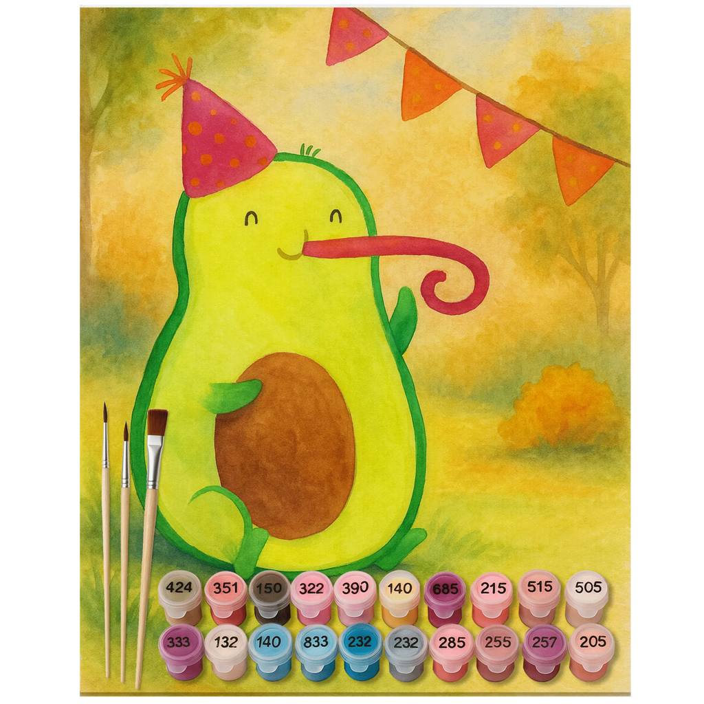 Paint by Numbers avocado Birthday Design avocado, vegetables