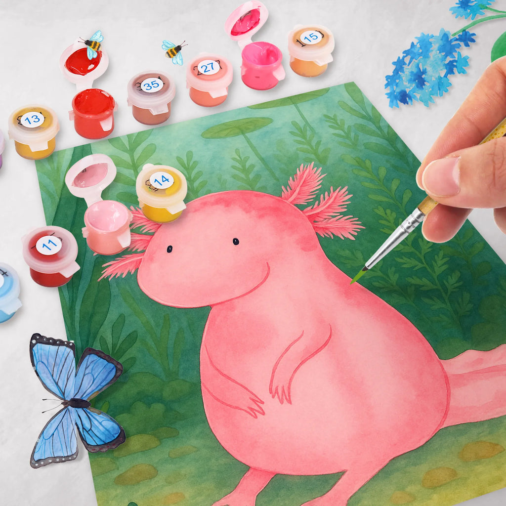 Paint by Numbers axolotl zero Design Baseln, DIY, Ausmalbild, Malen, Malen nach Zahlen, Bastelidee, Kunstwerk, Künstler, Kreativität, Axolotl, Molch, zufrieden, Liebe, Weisheit, Lebensweisheit, Lebensstil, Freundin, Axolot, fröhlich, vergnügt