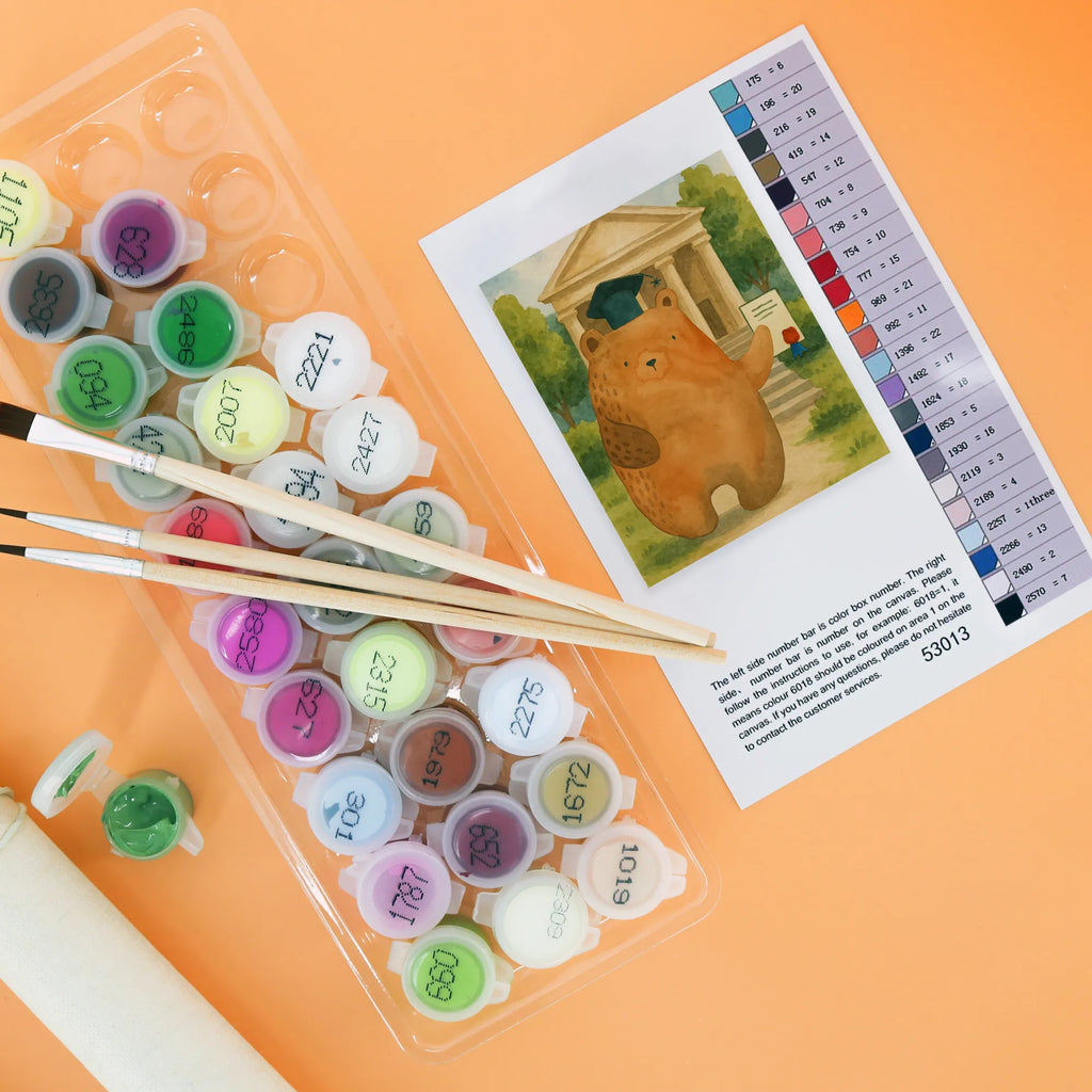 Malen nach Zahlen Bär Prüfung Design Baseln, Ausmalbild, Malen, Kreativität, Malen nach Zahlen, DIY, Bastelidee, Kunstwerk, Künstler, Bär, Teddy, Teddybär, Prüfungen, Zeugnis, Abschluss, Abschlusszeugnis, Abitur, Prüfung bestanden