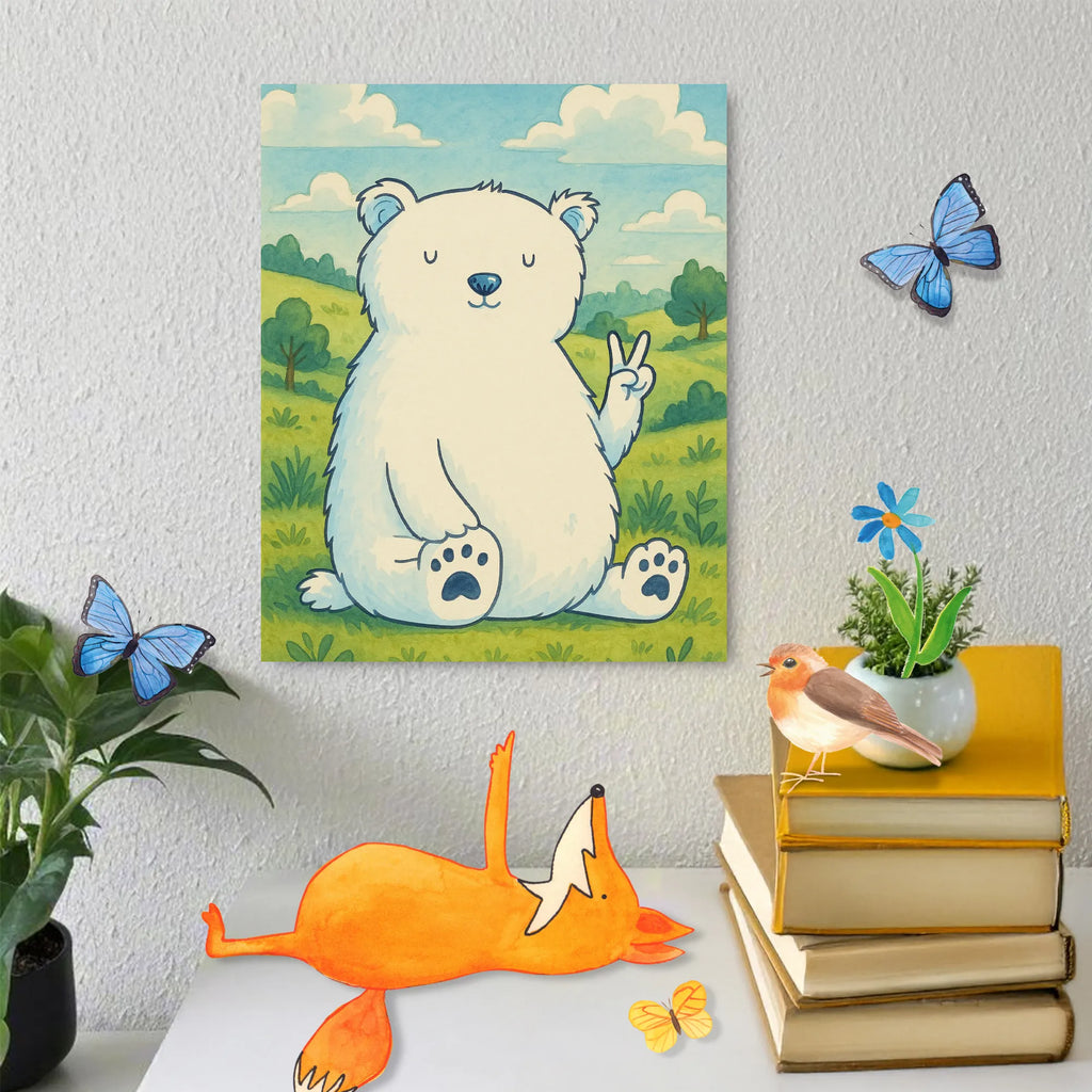 Paint by Numbers Icebear Lazy Design Kunstwerk, Künstler, Ausmalbild, Malen nach Zahlen, DIY, Bastelidee, Baseln, Kreativität, Malen, Bär, Teddy, Teddybär, Arbeitsplatz, Bürojob, Nordpol, Entspannen, Eisbär, Arbeit, Büro, Homeoffice, Faul, Relaxen