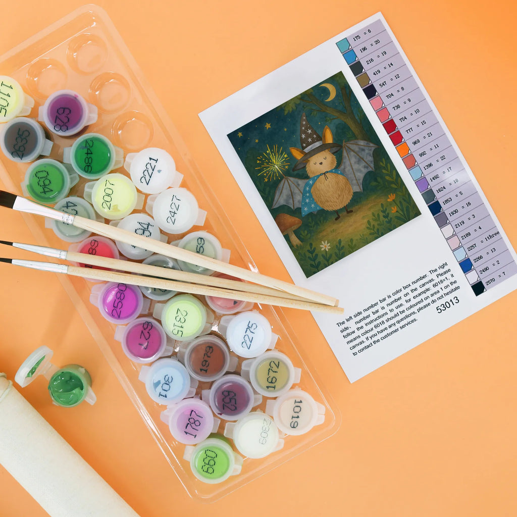 Paint by Numbers bat wizard Design small animals, cute, funny, cute animal motives, hand drawn, small world, funny sayings, good mood, happy, gifts, gift ideas, special gifts, animal lover, card, Bats, sorcerers, get in, bats, magicians, women