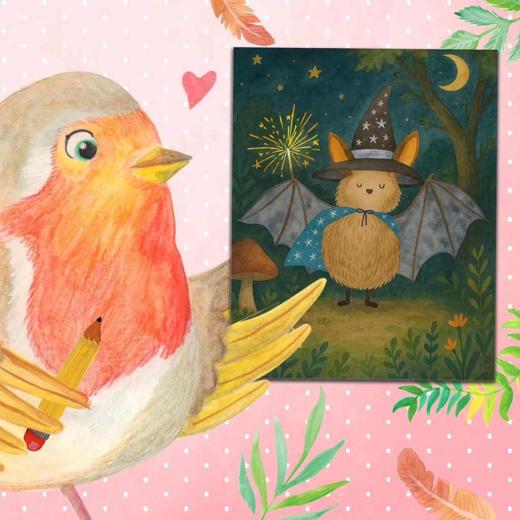 Paint by Numbers bat wizard Design small animals, cute, funny, cute animal motives, hand drawn, small world, funny sayings, good mood, happy, gifts, gift ideas, special gifts, animal lover, card, Bats, sorcerers, get in, bats, magicians, women