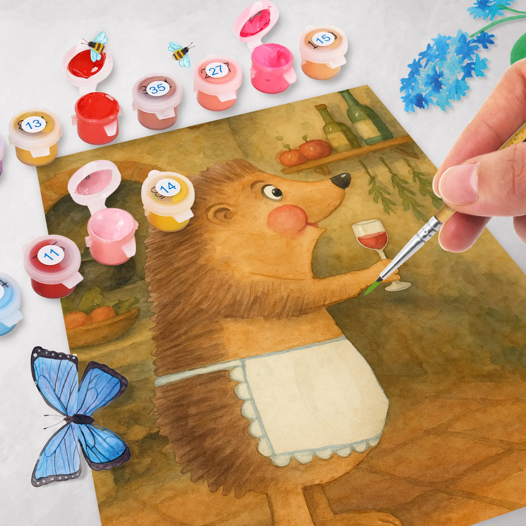 Malen nach Zahlen Igel Wein Design DIY, Künstler, Ausmalbild, Baseln, Malen, Malen nach Zahlen, Kreativität, Kunstwerk, Bastelidee, Tiermotive, Gute Laune, lustige Sprüche, Tiere, Weinglas, Geschenk Weinliebhaber, Rotwein, Weißwein, Wein Deko, Wein Spruch, Geschenk Weintrinker, Igel, Wein trinken