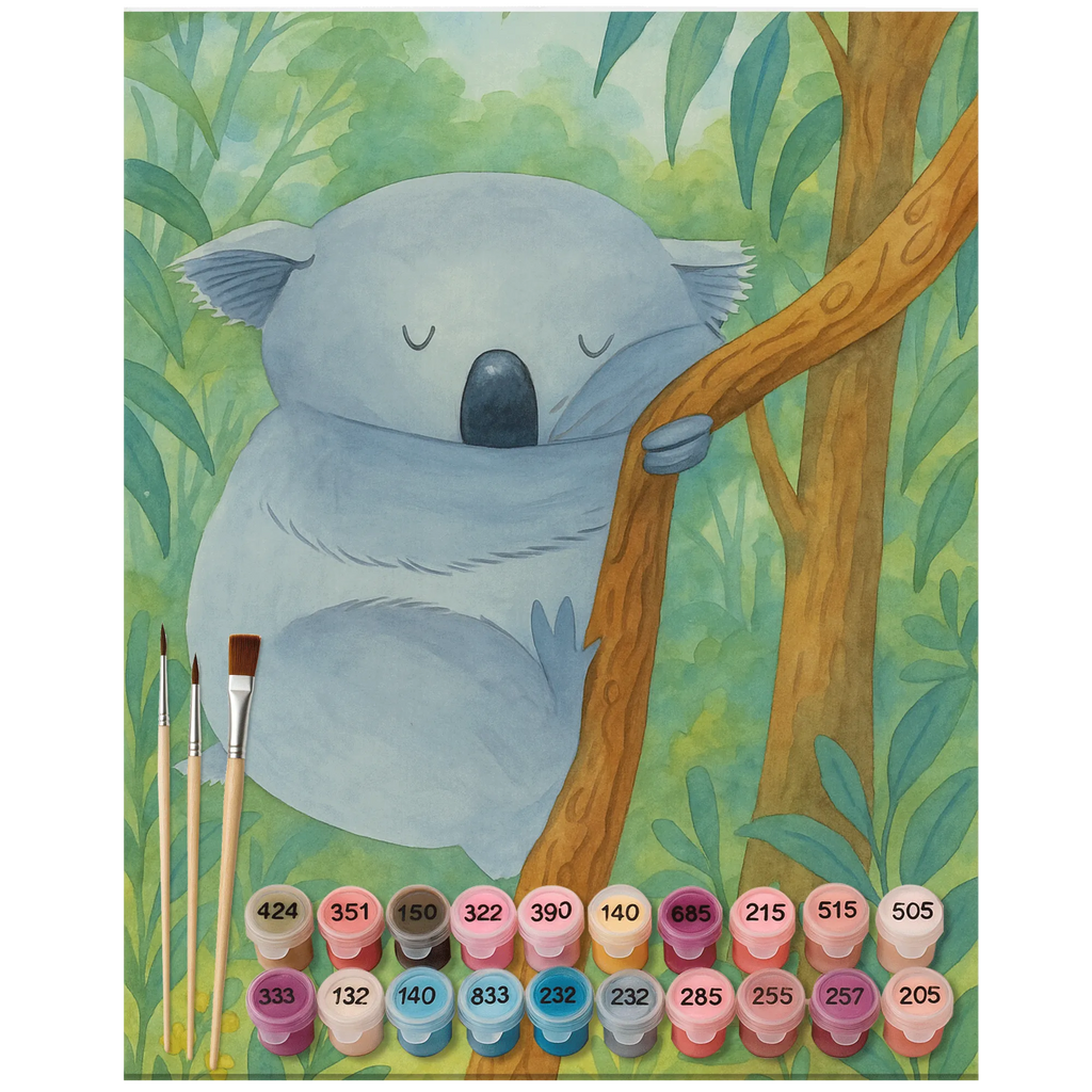 Paint by Numbers koala Design Ausmalbild, Baseln, Kunstwerk, Malen, Künstler, DIY, Malen nach Zahlen, Kreativität, Bastelidee, Tiermotive, Gute Laune, lustige Sprüche, Tiere, Traumland, träumen, schlafen, Bär, Schlafzimmer, Koala, Traum, Koalabär