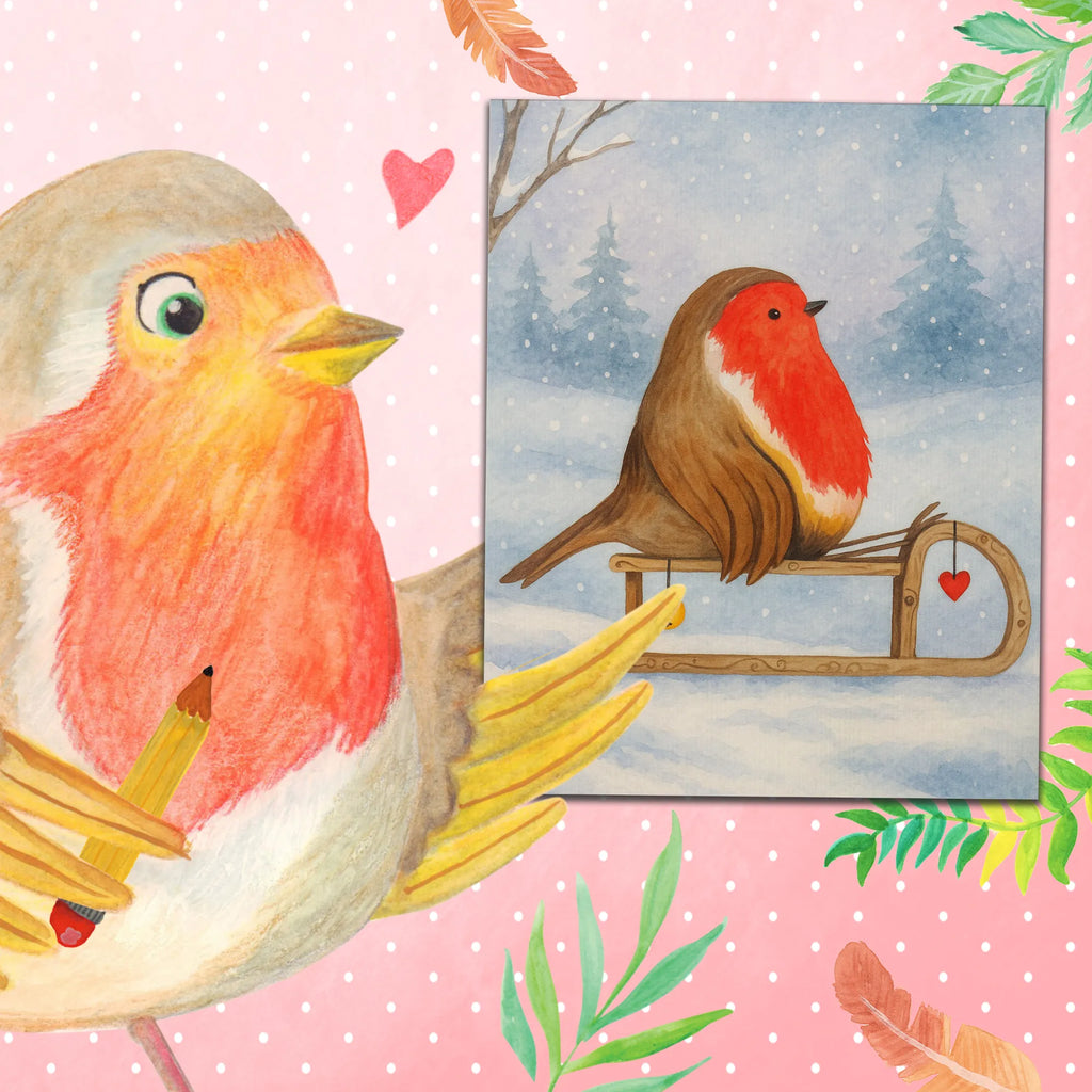 Malen nach Zahlen Rotkehlchen Schlitten Design Ausmalbild, Kunstwerk, Malen nach Zahlen, Winter, Weihnachten, Weihnachtsdeko, Nikolaus, Advent, Heiligabend, Wintermotiv, Vogel, Schlitten