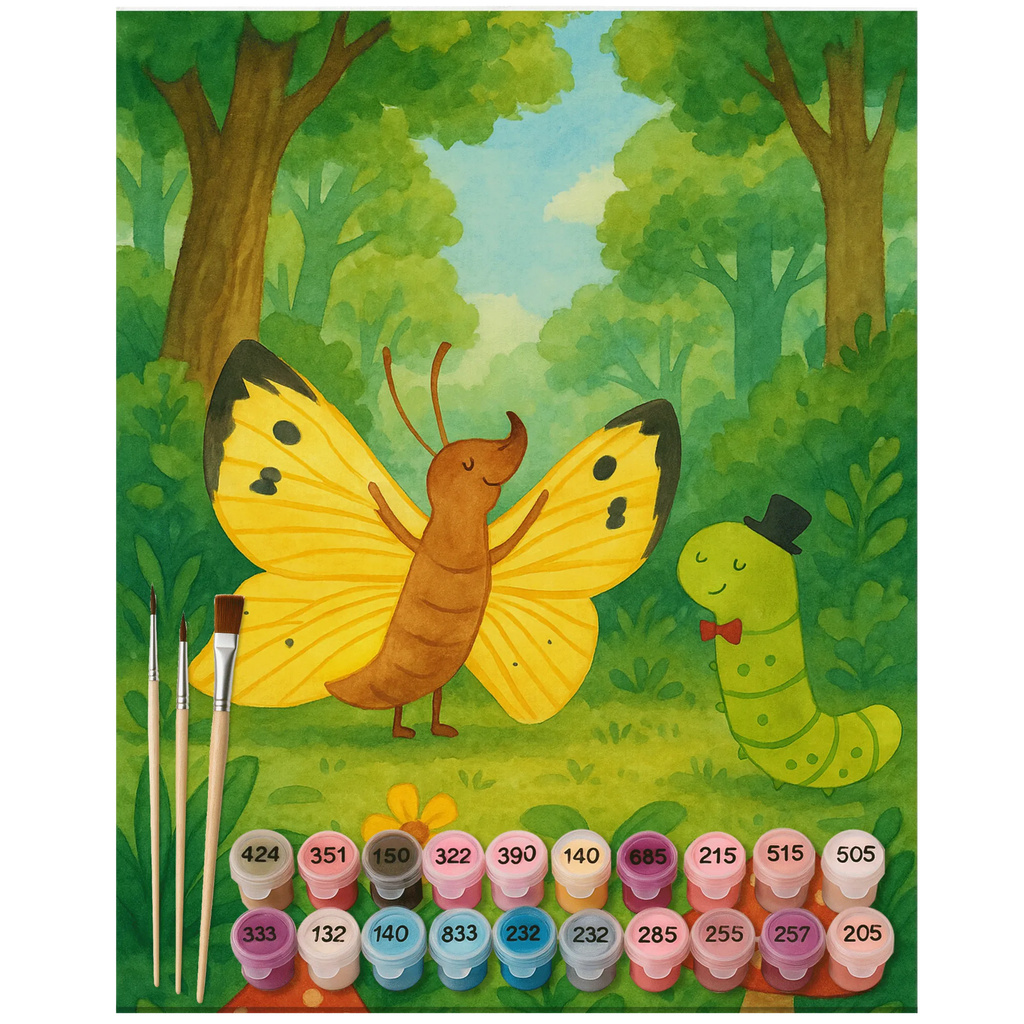 Malowanie według numerów gąsienica motyl Design Ausmalbild, Malen nach Zahlen, Kunstwerk, Tiermotive, Gute Laune, lustige Sprüche, Tiere, Erwachsen werden, Schmetterling, Aufwachsen, Hütchen, Kokon, Hut, Schönheit, Zitronenfalter, Raupe, Entwicklung