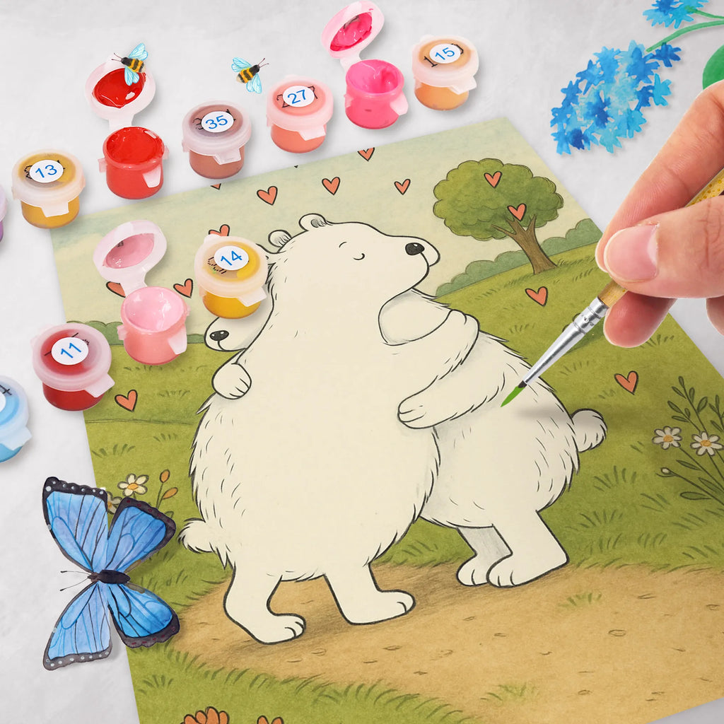 Paint by Numbers Icebear Embrace Design Ausmalbild, Kreativität, Bastelidee, Kunstwerk, DIY, Malen, Malen nach Zahlen, Baseln, Künstler, Tiermotive, Gute Laune, lustige Sprüche, Tiere