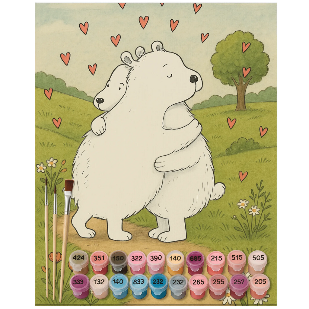 Paint by Numbers Icebear Embrace Design Ausmalbild, Kreativität, Bastelidee, Kunstwerk, DIY, Malen, Malen nach Zahlen, Baseln, Künstler, Tiermotive, Gute Laune, lustige Sprüche, Tiere