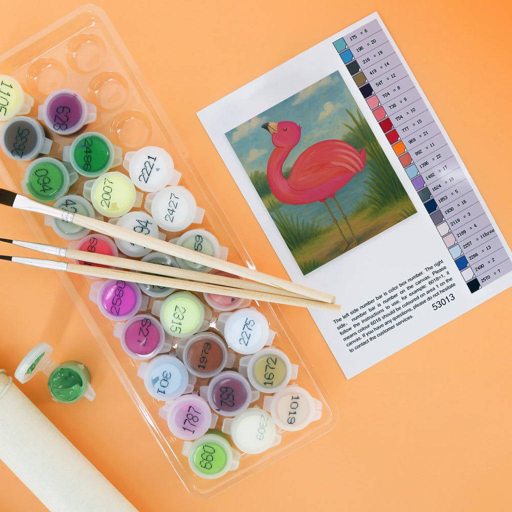 Malen nach Zahlen Flamingo Stolz Design DIY, Künstler, Kreativität, Malen, Baseln, Kunstwerk, Malen nach Zahlen, Ausmalbild, Bastelidee, Flamingo, beste Freundin, Tochter, Selbstakzeptanz, Freundin, Selbstliebe, Freude, stolz, Mama, Schwester