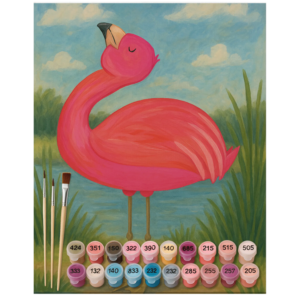 Malen nach Zahlen Flamingo Stolz Design DIY, Künstler, Kreativität, Malen, Baseln, Kunstwerk, Malen nach Zahlen, Ausmalbild, Bastelidee, Flamingo, beste Freundin, Tochter, Selbstakzeptanz, Freundin, Selbstliebe, Freude, stolz, Mama, Schwester