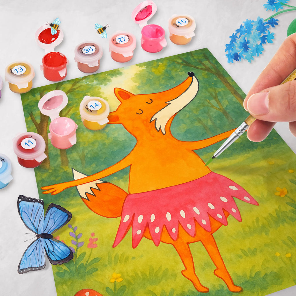 Malowanie według numerów Lis baletnica Design Künstler, Baseln, DIY, Kreativität, Malen, Kunstwerk, Ausmalbild, Malen nach Zahlen, Bastelidee, Fuchs, Ballett, Ballerina, Tanzen, Einladung, Füchse, Füchsin, Tänzerin, Fuchs Spruch, Party, Geburtstag