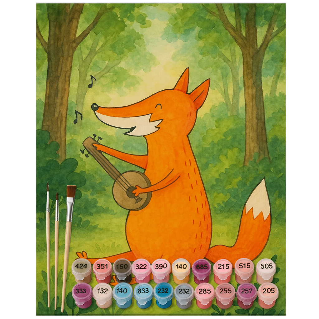 Malen nach Zahlen Fuchs Gitarre Design Kreativität, Malen, Baseln, Ausmalbild, Künstler, Bastelidee, DIY, Kunstwerk, Malen nach Zahlen, Fuchs, Geschenk Musiker, Musikerin, Gitarre, Sängerin, Musik Spruch, Sänger, Füchse