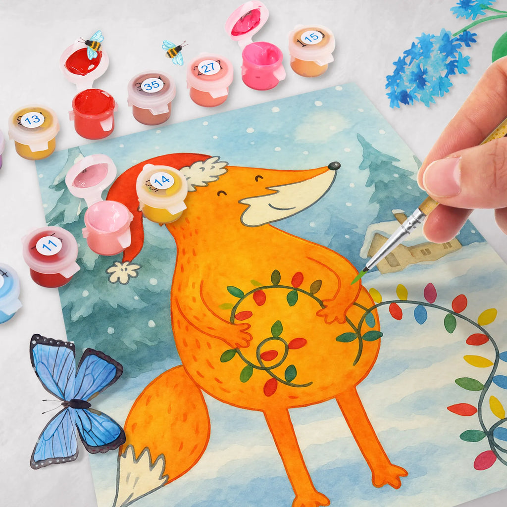 Malowanie według numerów lis Boże Narodzenie Design Zima, Boże Narodzenie, dekoracje świąteczne, Mikołaj, Adwent, Wigilia, zimowy motyw