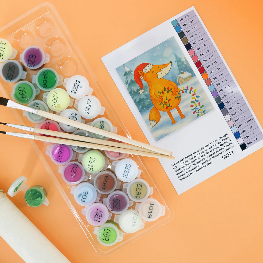 Malowanie według numerów lis Boże Narodzenie Design Zima, Boże Narodzenie, dekoracje świąteczne, Mikołaj, Adwent, Wigilia, zimowy motyw