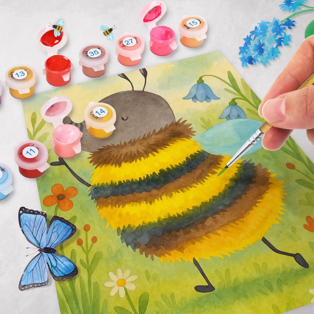 Paint by Numbers bumblebee fluffy Design DIY, Bastelidee, Kunstwerk, Malen nach Zahlen, Malen, Kreativität, Baseln, Ausmalbild, Künstler, Tiermotive, Gute Laune, lustige Sprüche, Tiere, Flauschig, Hummel, Natur, Blume, Biene