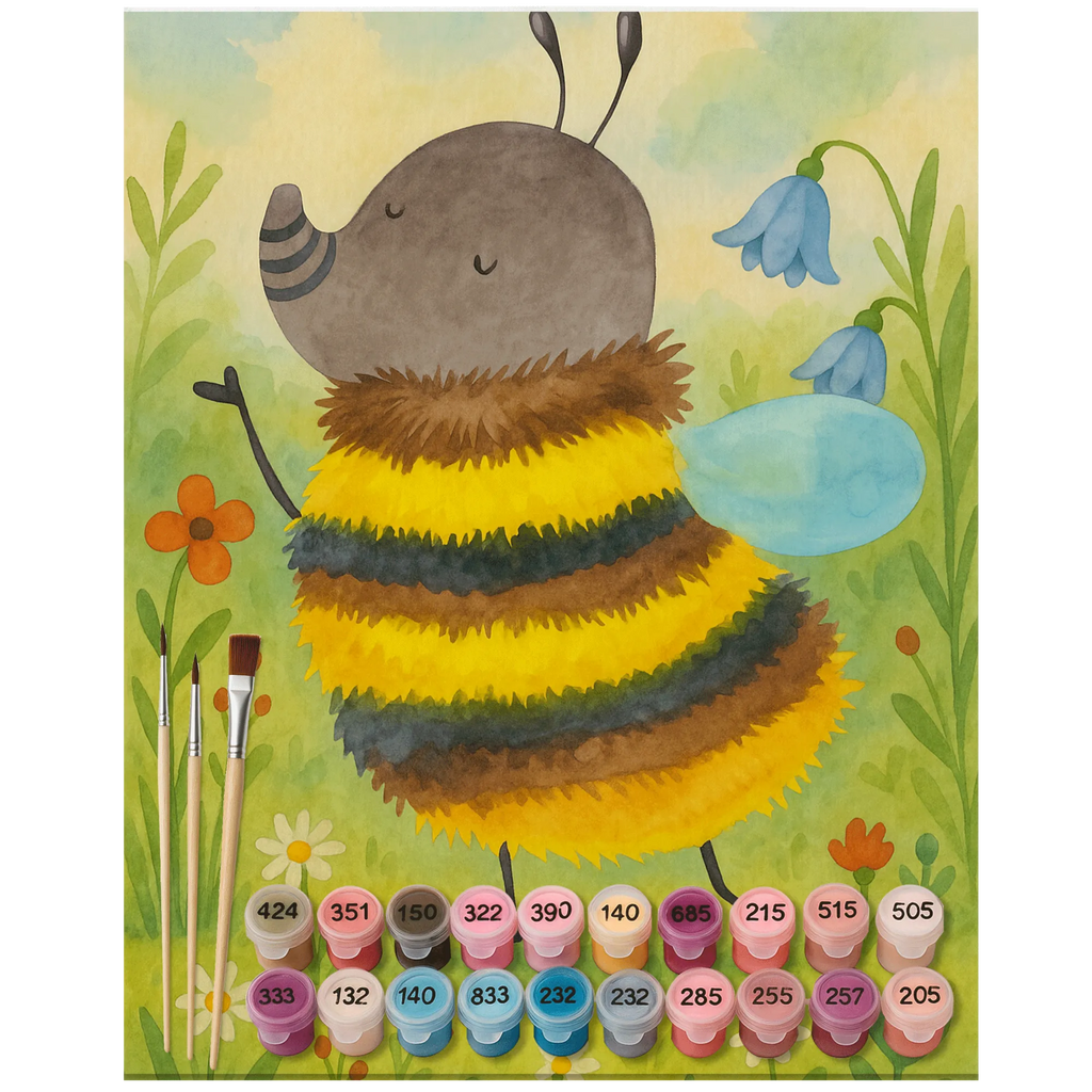 Paint by Numbers bumblebee fluffy Design DIY, Bastelidee, Kunstwerk, Malen nach Zahlen, Malen, Kreativität, Baseln, Ausmalbild, Künstler, Tiermotive, Gute Laune, lustige Sprüche, Tiere, Flauschig, Hummel, Natur, Blume, Biene