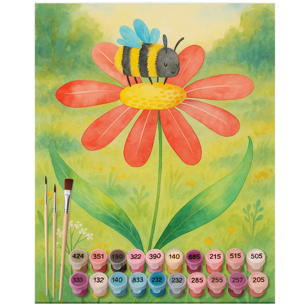 Malowanie według numerów trzmiel kwiat Design Kreativität, Baseln, Künstler, Kunstwerk, Malen nach Zahlen, Malen, Ausmalbild, DIY, Bastelidee, Tiermotive, Gute Laune, lustige Sprüche, Tiere, Natur, Wespe, Blume, Hummel, Flauschig, Hummeln, Feld, Biene