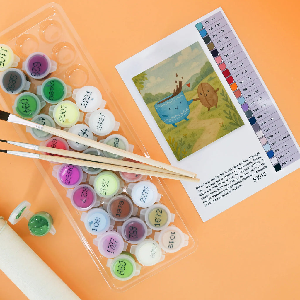 Paint by Numbers Coffee Bean Design Kunstwerk, Kreativität, Malen nach Zahlen, DIY, Ausmalbild, Künstler, Malen, Baseln, Bastelidee, Tiermotive, Gute Laune, lustige Sprüche, Tiere, Kaffee, Kaffeebohne, Genuss, Zufriedenheit, Glück