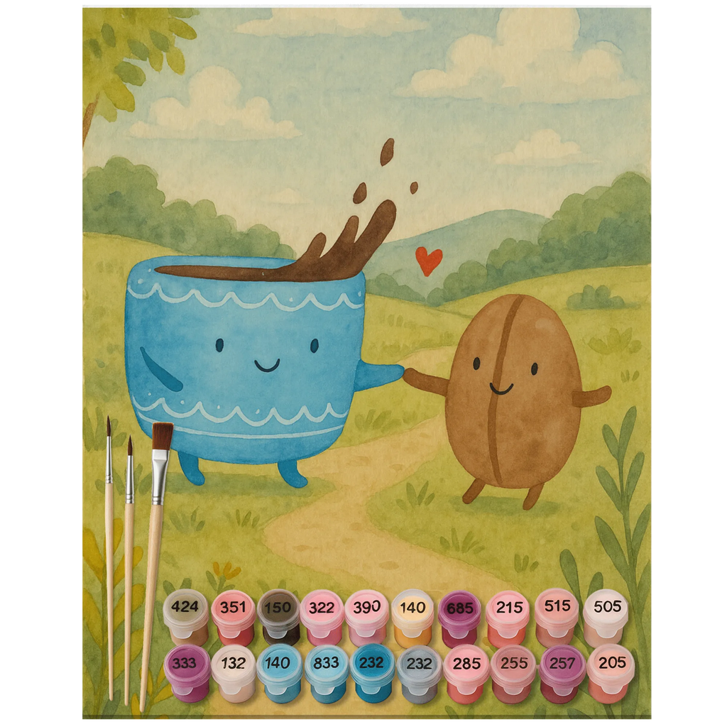 Paint by Numbers Coffee Bean Design Kunstwerk, Kreativität, Malen nach Zahlen, DIY, Ausmalbild, Künstler, Malen, Baseln, Bastelidee, Tiermotive, Gute Laune, lustige Sprüche, Tiere, Kaffee, Kaffeebohne, Genuss, Zufriedenheit, Glück