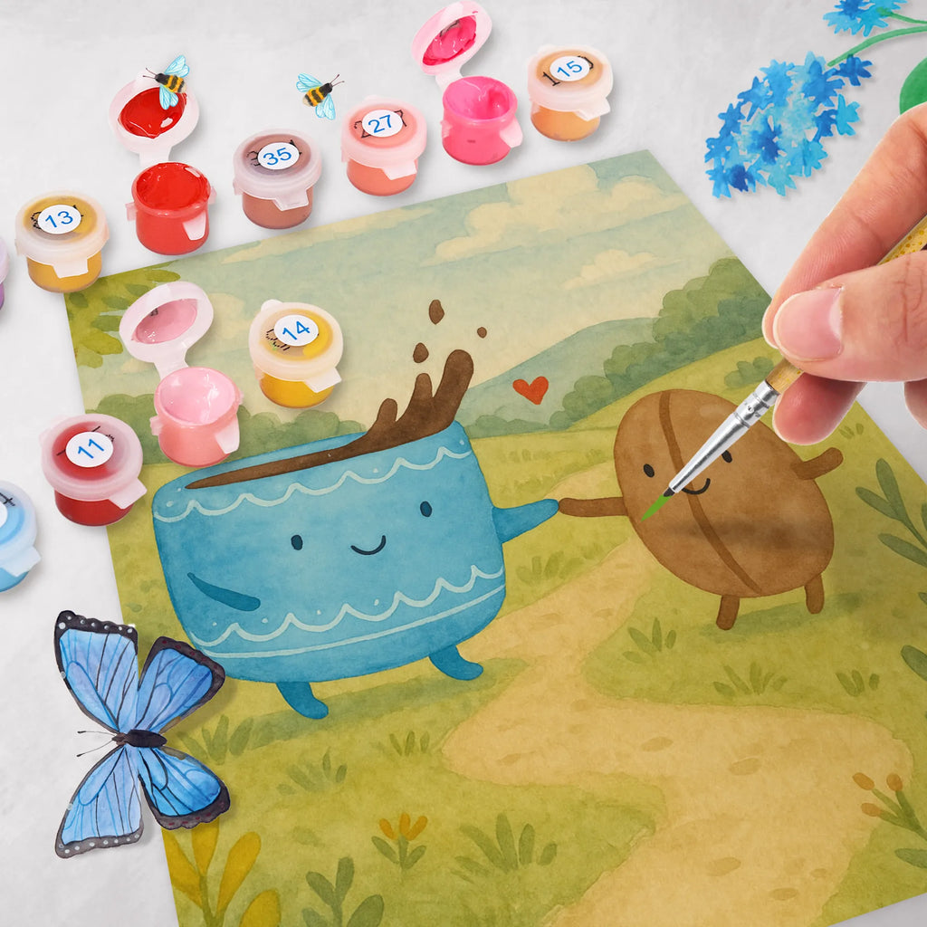 Paint by Numbers Coffee Bean Design Kunstwerk, Kreativität, Malen nach Zahlen, DIY, Ausmalbild, Künstler, Malen, Baseln, Bastelidee, Tiermotive, Gute Laune, lustige Sprüche, Tiere, Kaffee, Kaffeebohne, Genuss, Zufriedenheit, Glück