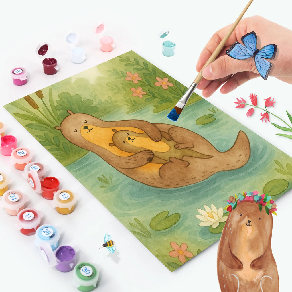 Paint by Numbers otter child Design Kreativität, Kunstwerk, Ausmalbild, Malen, DIY, Malen nach Zahlen, Baseln, Bastelidee, Künstler, Otter, Fischotter, Seeotter, Otter Seeotter See Otter