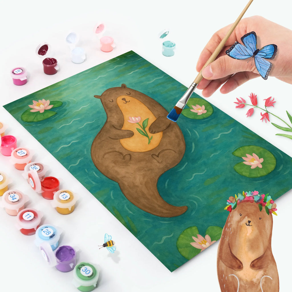 Paint by Numbers otter Water Lily Design Kreativität, Kunstwerk, Bastelidee, DIY, Baseln, Künstler, Ausmalbild, Malen nach Zahlen, Malen, Otter, Fischotter, Seeotter, Otter Seeotter See Otter