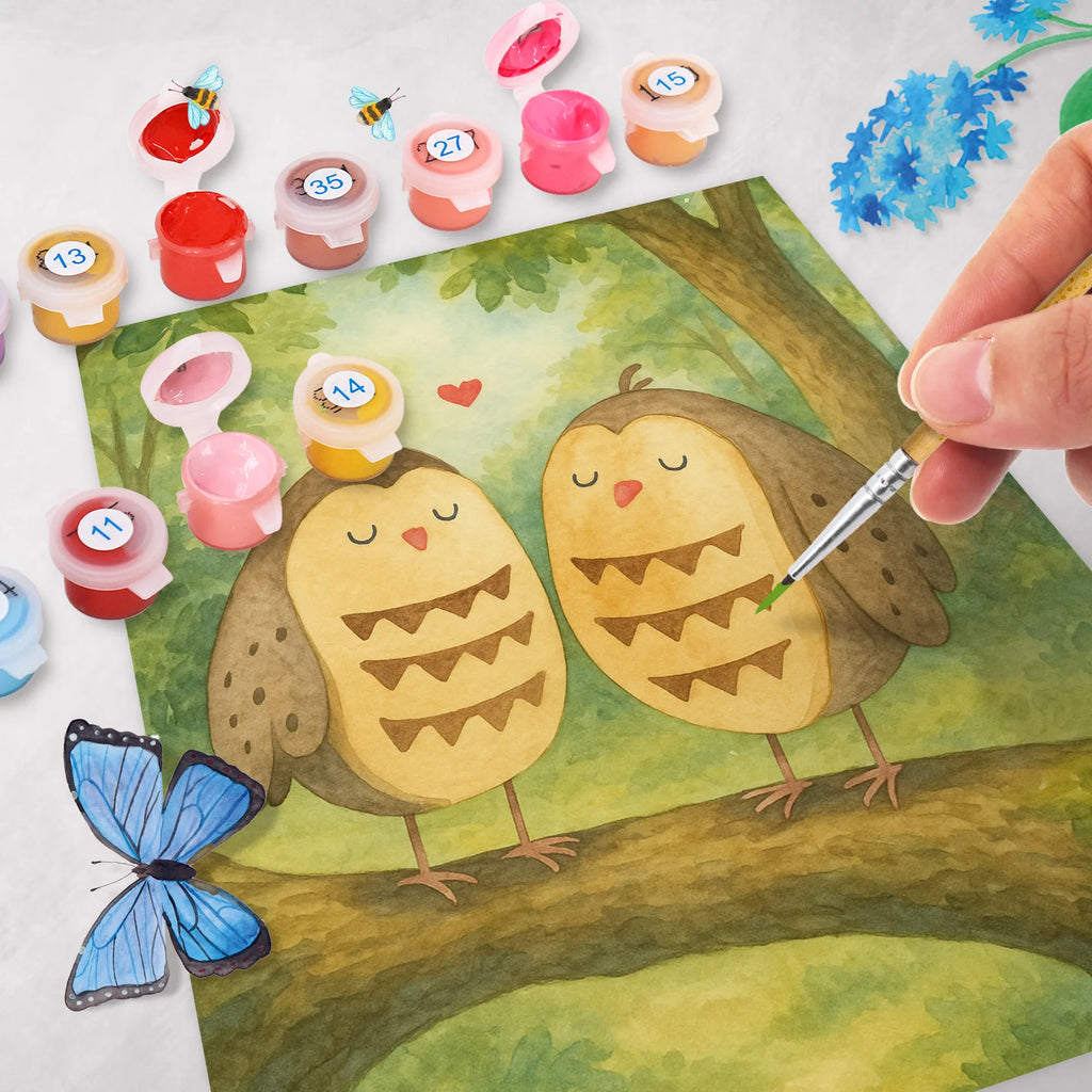 Malowanie według numerów sowy miłość Design Malen, Kunstwerk, Kreativität, Baseln, Künstler, Bastelidee, Malen nach Zahlen, Ausmalbild, DIY, Eule, Wortspiel lustig, Eule Deko, Liebe, Hochzeit Spruch, Freund, Owl, All you need is love, Freundin Geschenk, Liebe Spruch