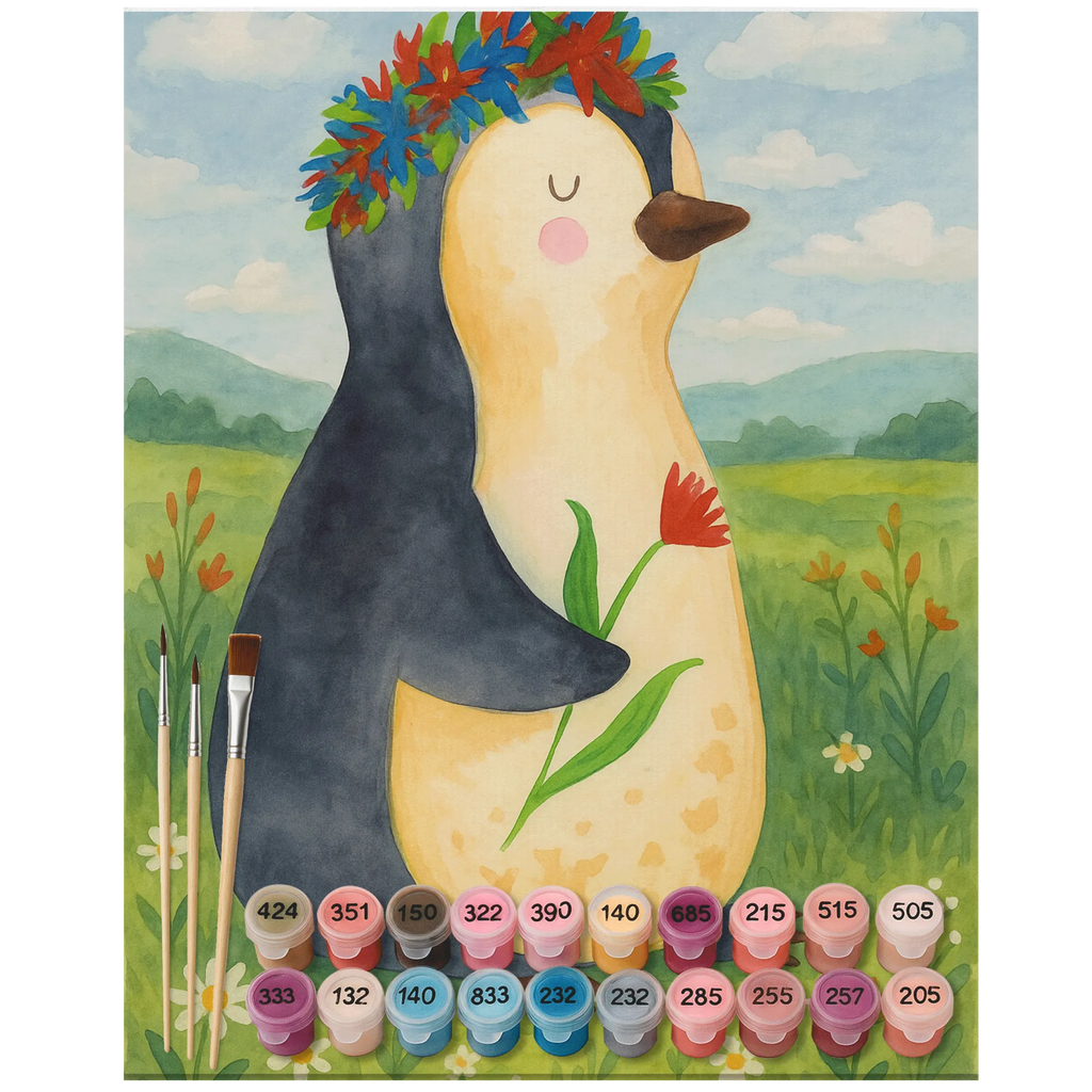 Malowanie według numerów pingwin kwiaty Design Pinguin