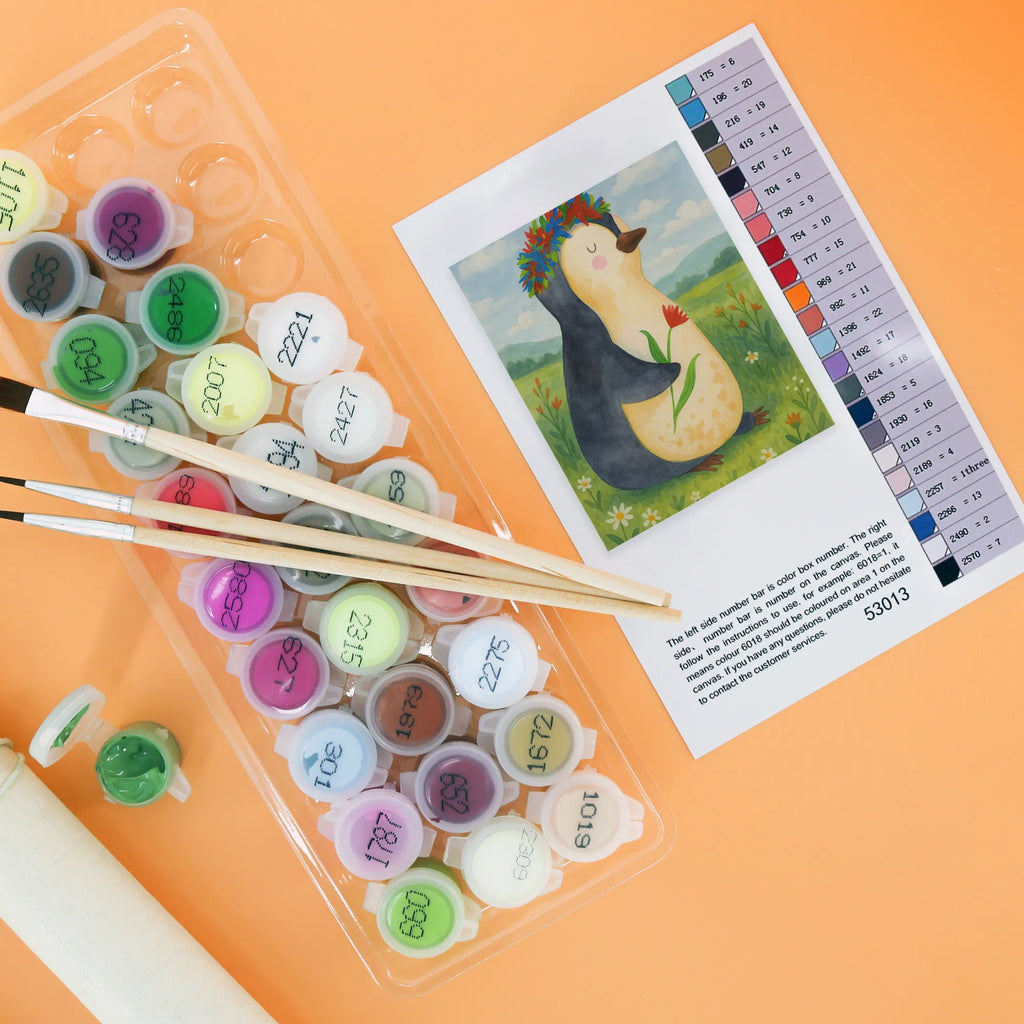 Malowanie według numerów pingwin kwiaty Design Pinguin