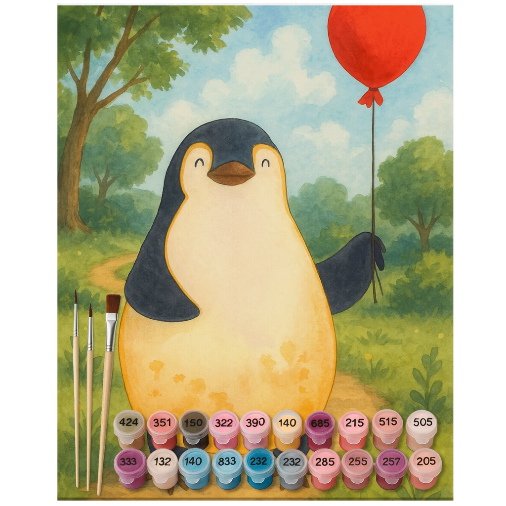 Malowanie według numerów pingwin balon Design Kreativität, Kunstwerk, Künstler, DIY, Malen nach Zahlen, Malen, Ausmalbild, Baseln, Bastelidee, Pinguin, Lebenslust, beste Freundin, Tagträume, Geschenkidee, Luftballon, Geschenk Freundin, Liebe, Pinguine, Motivation, Neustart, neues Leben, Glück