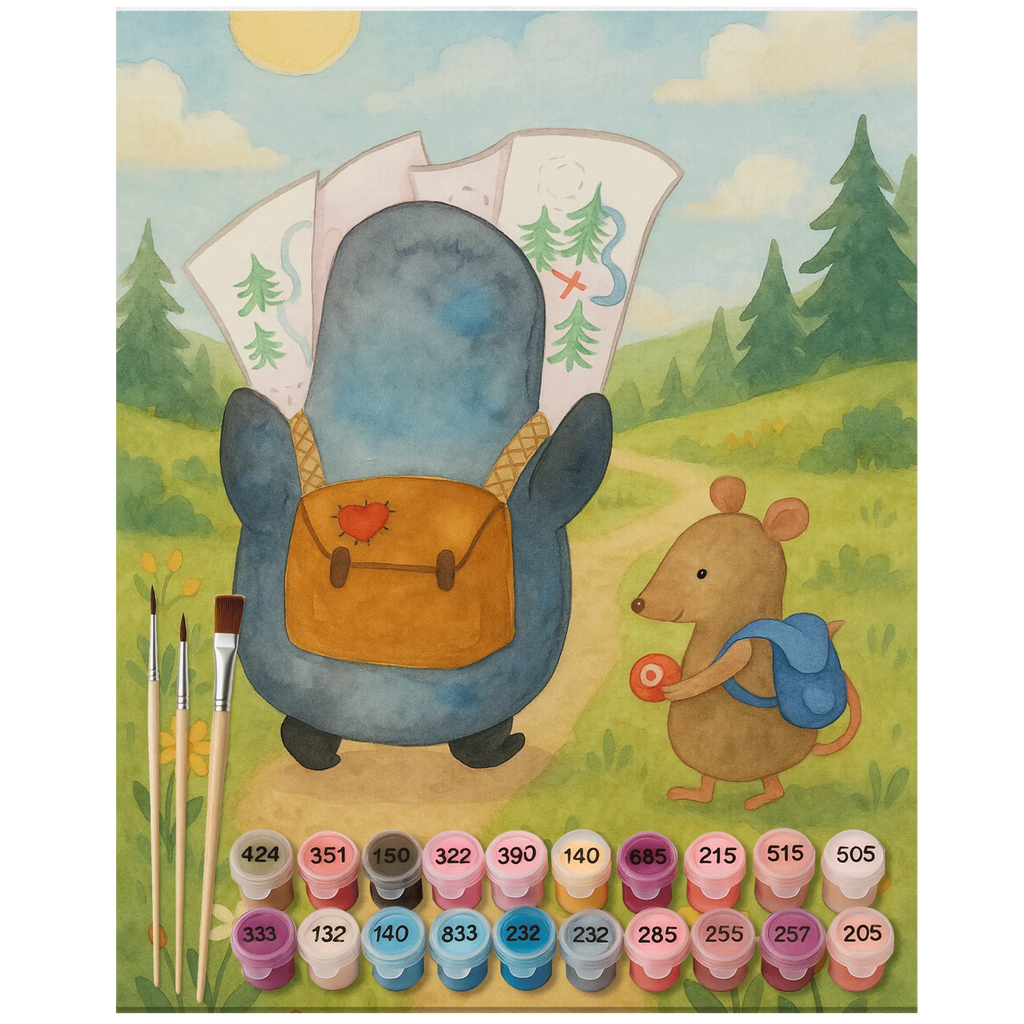 Malowanie według numerów Pingwin i Mysz Wędrowcy Design Pinguin