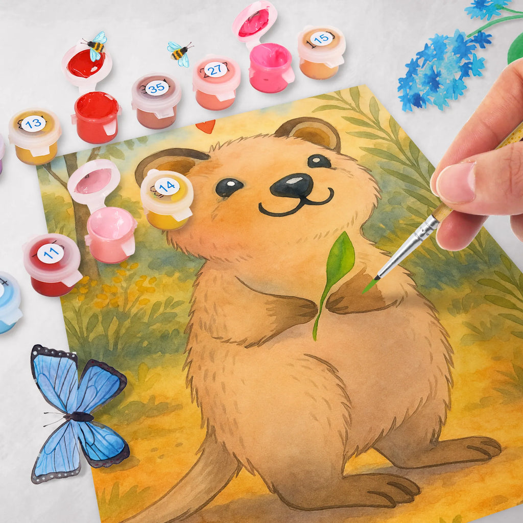 Malen nach Zahlen Quokka Happy Design Malen, Baseln, Kreativität, Bastelidee, DIY, Ausmalbild, Künstler, Kunstwerk, Malen nach Zahlen, Tiermotive, Gute Laune, lustige Sprüche, Tiere, Dinge erledigen, Aufschieberitis, Lustiger Spruch, Niedliches Tier, Verschieben, Quokka