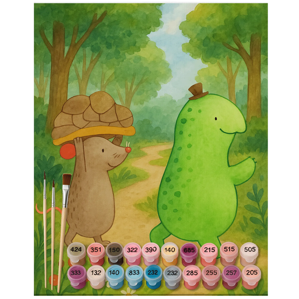 Malen nach Zahlen Schildkröte Maus Design Bastelidee, Kunstwerk, Malen, Kreativität, Baseln, Malen nach Zahlen, DIY, Ausmalbild, Künstler, Schildkröte, Maus, beste Freundinnen, beste Freunde, Freundinnen, Freunde