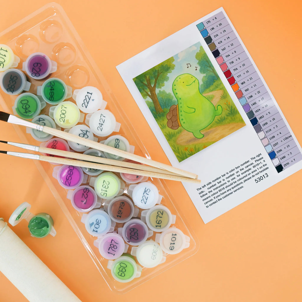 Malen nach Zahlen Schildkröte Pfeifen Design Ausmalbild, Kunstwerk, Malen nach Zahlen, Schildkröte, fröhlich, Schildkröten, Trennung, Neuanfang, Lebensfreude, Schildi, Glück, Motivation, Depression