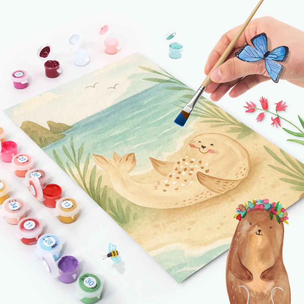 Paint by Numbers seal Lay Design Malen, Künstler, Basteln, Ausmalbild, Kunstwerk, Bastelidee, Malen nach Zahlen, Kreativität, DIY, Gute Laune, Tiermotive, Lustige Sprüche, Tiere, Strand, Robben, Robbe, Nordsee, Lachen, Meerestier, Ostsee, Freude, Seehund