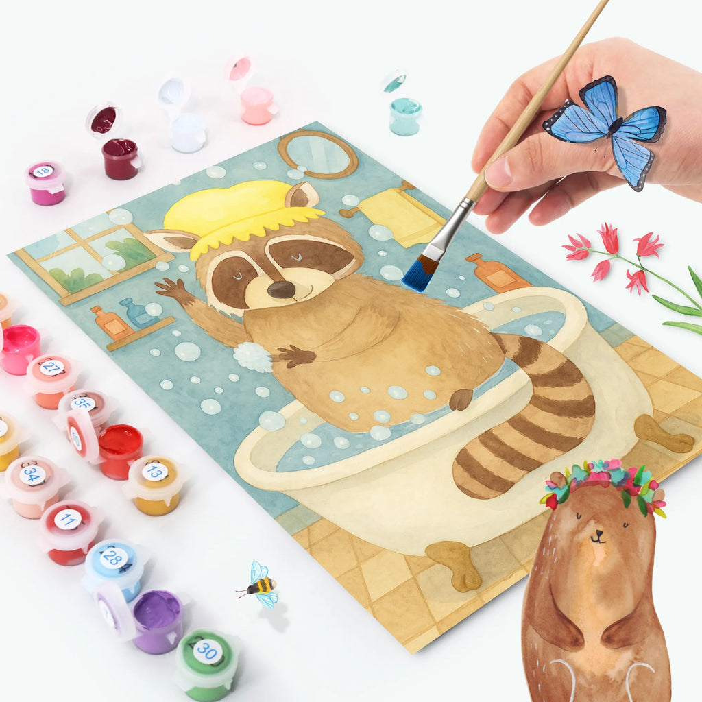 Malowanie według numerów Szop pracz Design Kunstwerk, Malen, Ausmalbild, Bastelidee, DIY, Künstler, Malen nach Zahlen, Kreativität, Baseln, Tiermotive, Gute Laune, lustige Sprüche, Tiere, Fröhlich, Plan, Seifenblasen, Waschbär, Tagträumen, waschen