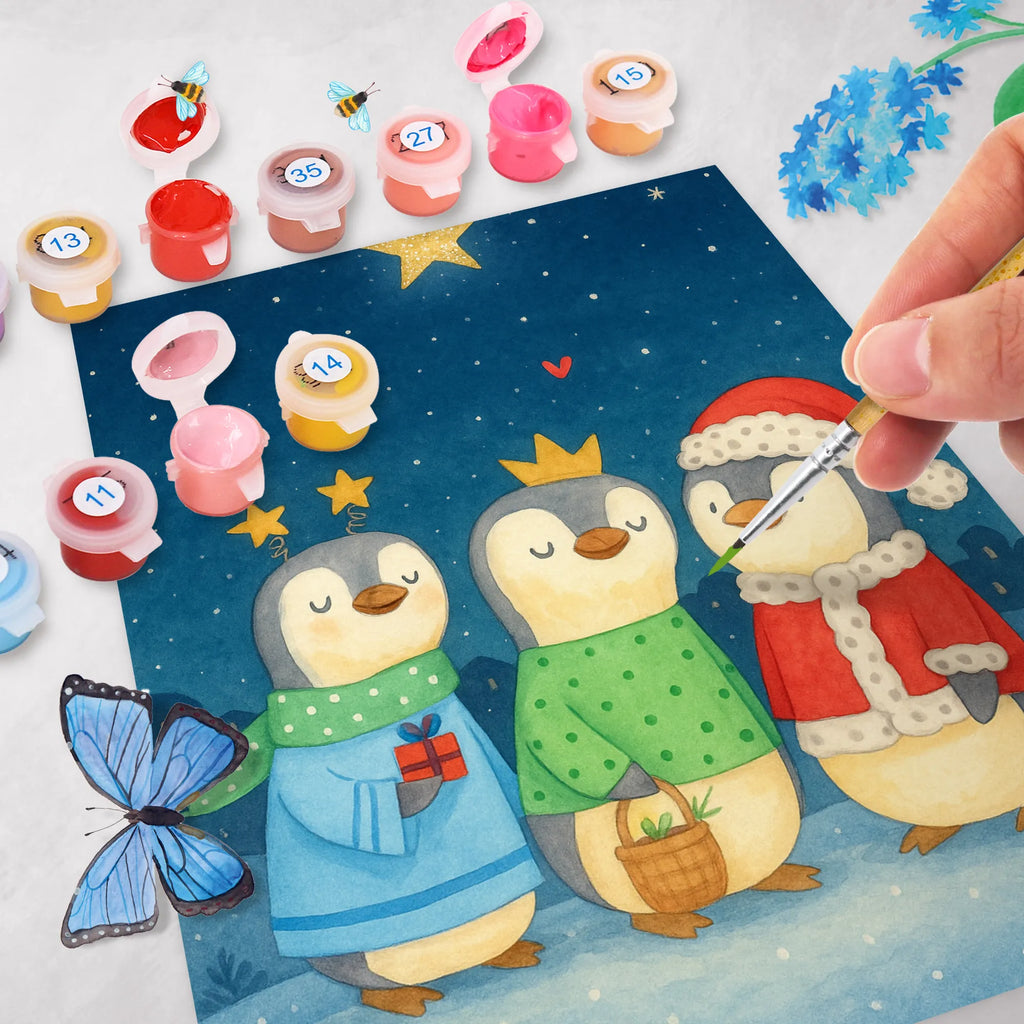 Paint by Numbers wintertime Holy Three Kings Design DIY, Künstler, Malen nach Zahlen, Kunstwerk, Ausmalbild, Malen, Kreativität, Basteln, Bastelidee, Wintermotiv, Winter, Heiligabend, Weihnachten, Advent, Nikolaus, Weihnachtsdeko, Weihnachtsmann, Weihnachtstage, Weihnachtszeit, Heilige drei Könige