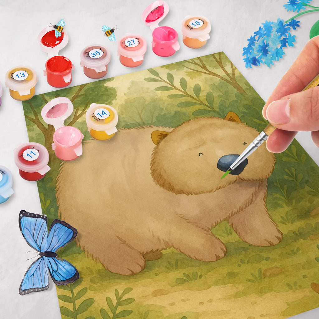 Malowanie według numerów Wombat Design Bastelidee, Basteln, Malen, DIY, Kreativität, Malen nach Zahlen, Künstler, Ausmalbild, Kunstwerk, lustige Sprüche, Tiere, Tiermotive, Gute Laune, Motivation, Das Leben ist schön, Wombat, Spruch, Australien