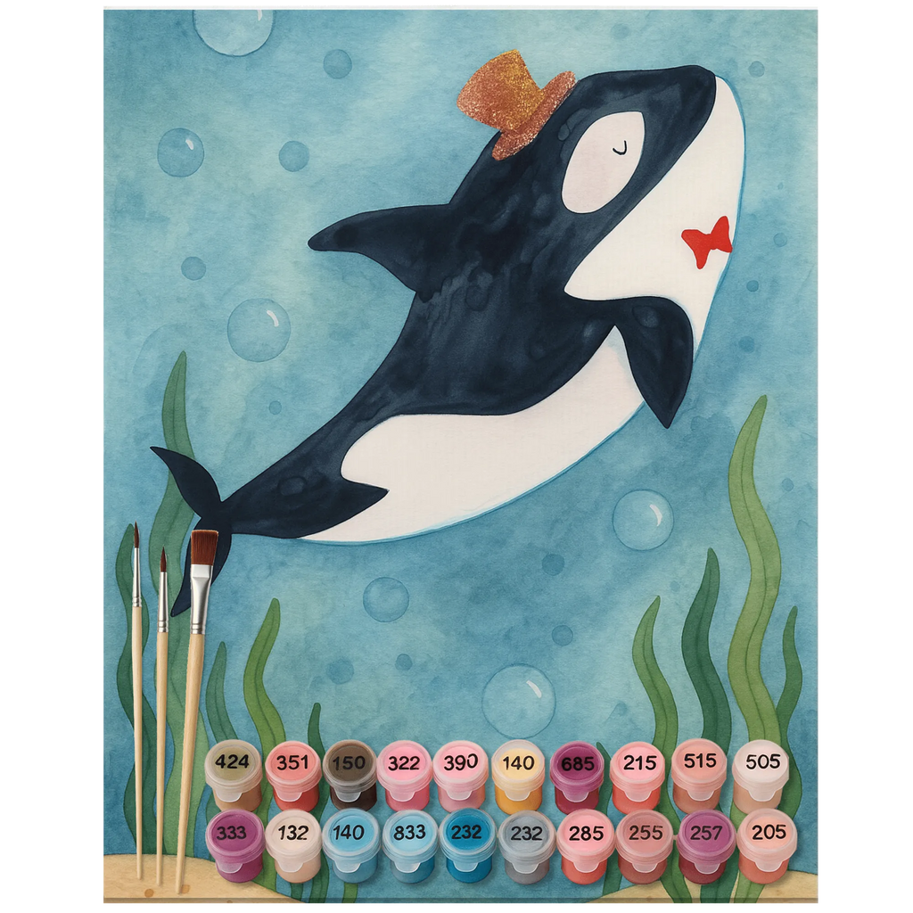 Malen nach Zahlen Orca Zylinder Design Kreativität, Baseln, Kunstwerk, Bastelidee, Malen nach Zahlen, DIY, Ausmalbild, Malen, Künstler, Meerestiere, Meer, Urlaub, Konfetti, Orca, Glückwunsch, Glitter, Geburtstag, Narwal, Fest, Fete, Feier, Glitzer