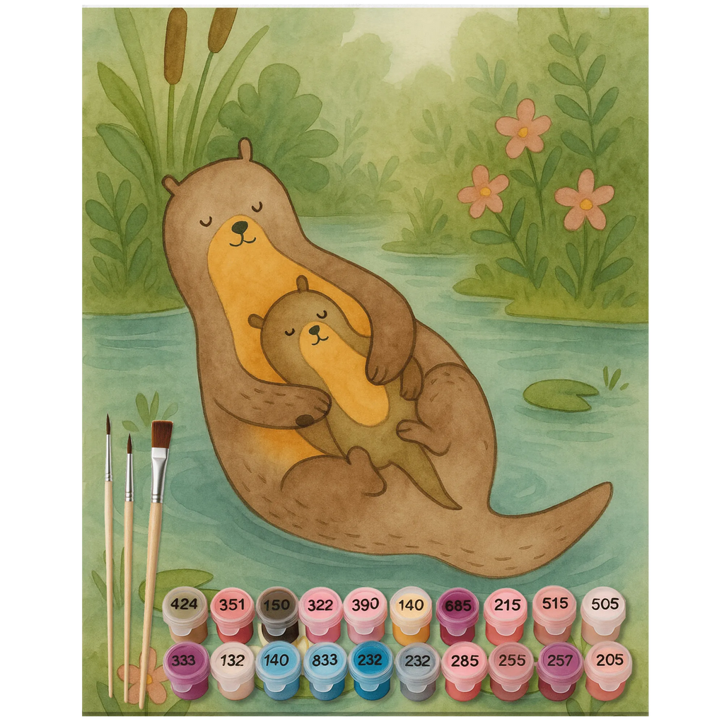 Paint by Numbers otter child Design Kreativität, Kunstwerk, Ausmalbild, Malen, DIY, Malen nach Zahlen, Baseln, Bastelidee, Künstler, Otter, Fischotter, Seeotter, Otter Seeotter See Otter