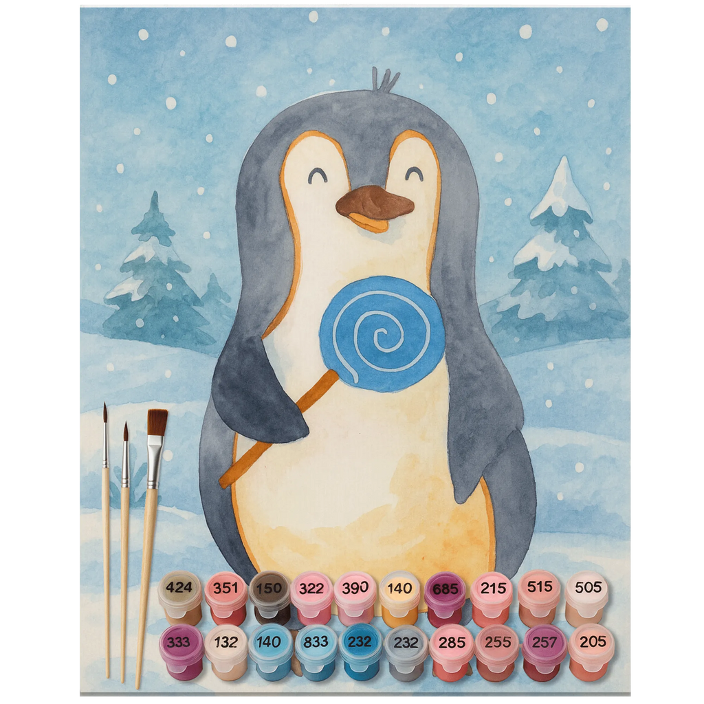 Malowanie według numerów pingwin lizak Design Kreativität, DIY, Malen nach Zahlen, Baseln, Malen, Ausmalbild, Kunstwerk, Künstler, Bastelidee, Pinguin, Süßigkeiten, Rebell, Gauner, Ganove, Spruch, Pinguine, Lolli, Blödsinn, Rabauke