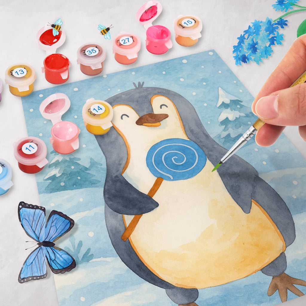 Malowanie według numerów pingwin lizak Design Kreativität, DIY, Malen nach Zahlen, Baseln, Malen, Ausmalbild, Kunstwerk, Künstler, Bastelidee, Pinguin, Süßigkeiten, Rebell, Gauner, Ganove, Spruch, Pinguine, Lolli, Blödsinn, Rabauke