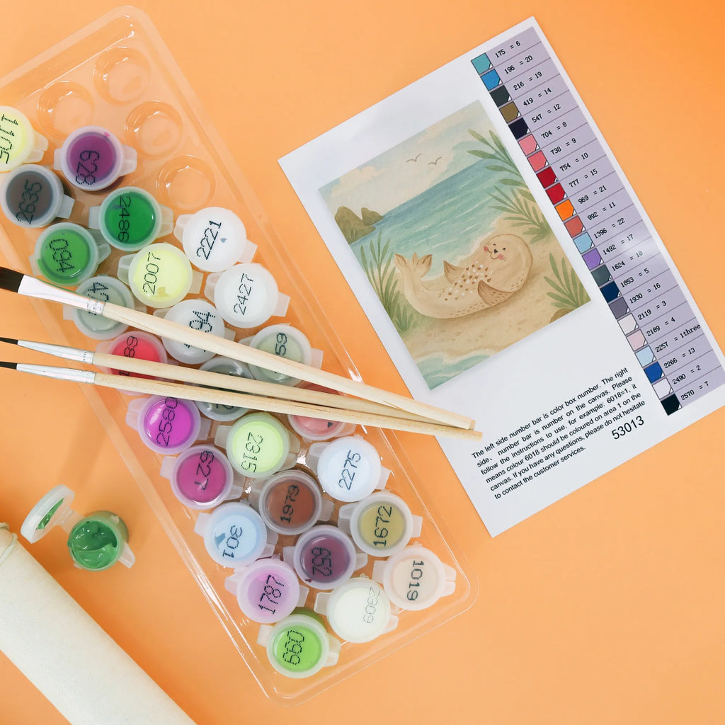 Paint by Numbers seal Lay Design Malen, Künstler, Basteln, Ausmalbild, Kunstwerk, Bastelidee, Malen nach Zahlen, Kreativität, DIY, Gute Laune, Tiermotive, Lustige Sprüche, Tiere, Strand, Robben, Robbe, Nordsee, Lachen, Meerestier, Ostsee, Freude, Seehund