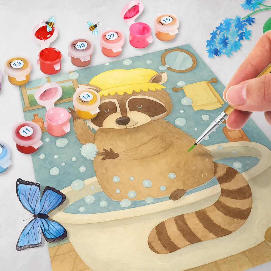 Malowanie według numerów Szop pracz Design Kunstwerk, Malen, Ausmalbild, Bastelidee, DIY, Künstler, Malen nach Zahlen, Kreativität, Baseln, Tiermotive, Gute Laune, lustige Sprüche, Tiere, Fröhlich, Plan, Seifenblasen, Waschbär, Tagträumen, waschen