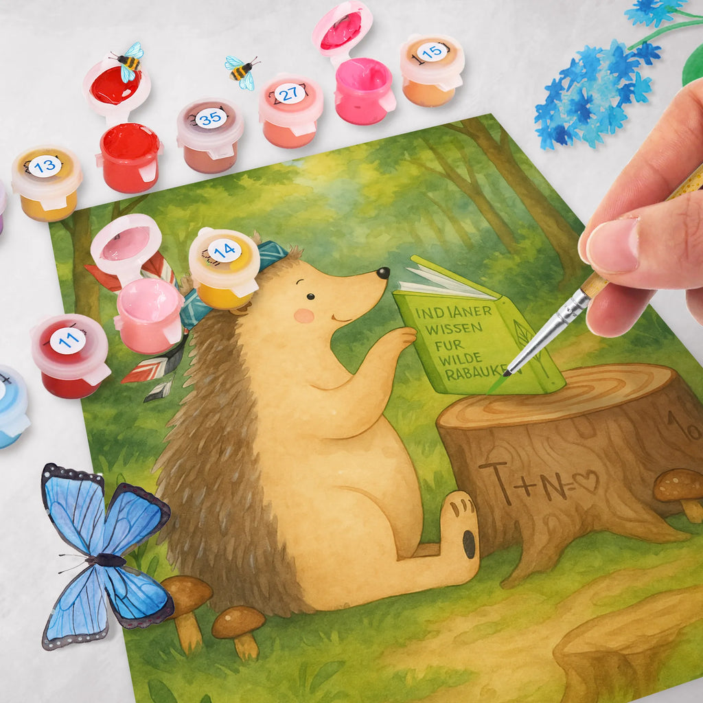 Paint by Numbers Hedgehog feather headdress Design Forest animals, Indians, Camping, Campfire, Adventure, Hedgehogs