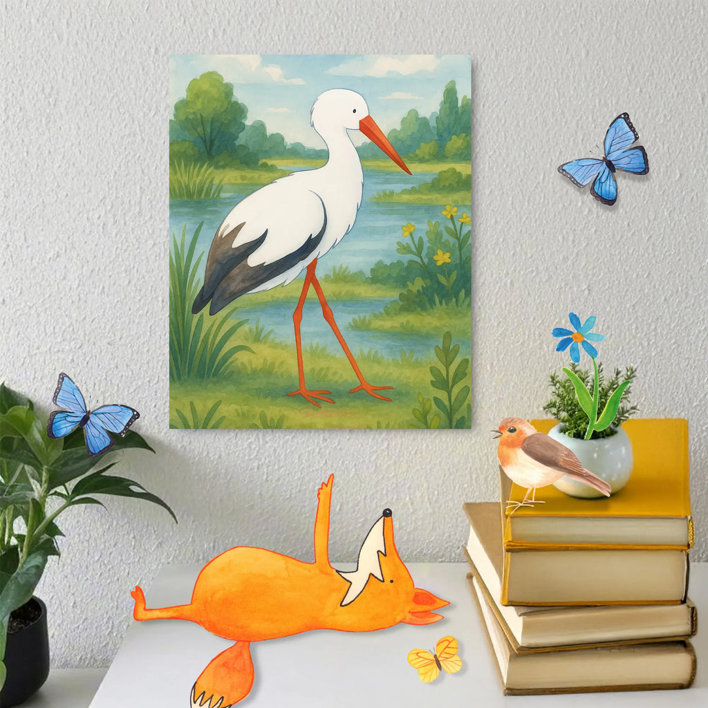 Paint by Numbers Stork Design small animals, cute, funny, cute animal motives, hand drawn, small world, funny sayings, good mood, happy, gifts, gift ideas, special gifts, animal lover, card, birth, baby bump, pregnant, stork, pregnancy, becoming a mother, mother, mothers, baby