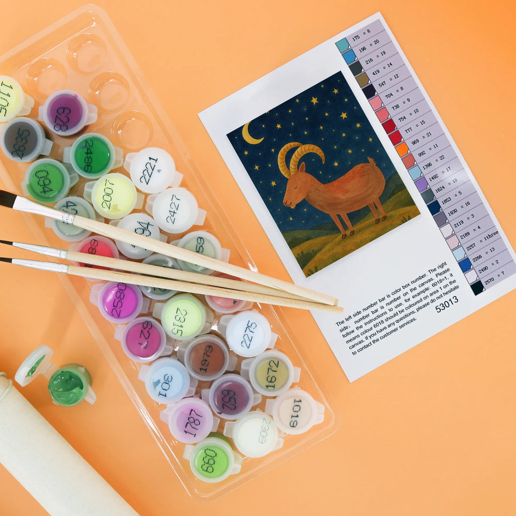 Paint by Numbers Star sign Capricorn Design Künstler, Malen nach Zahlen, Kreativität, DIY, Malen, Bastelidee, Ausmalbild, Kunstwerk, Baseln, Tierkreiszeichen, Sternzeichen, Horoskop, Astrologie, Aszendent, Geschenk Dezember, Steinböcke, Steinbock Sternzeichen, Geburtstag Dezember, Geschenk Januar, Bock, Geburtstag Januar, Steinbock Geschenk, Ziege